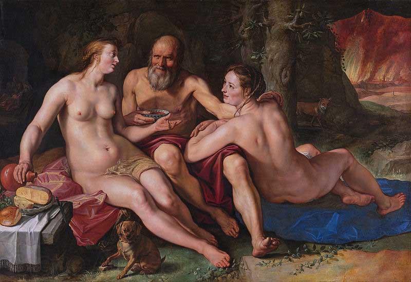 Hendrick Goltzius Lot and his daughters. Germany oil painting art